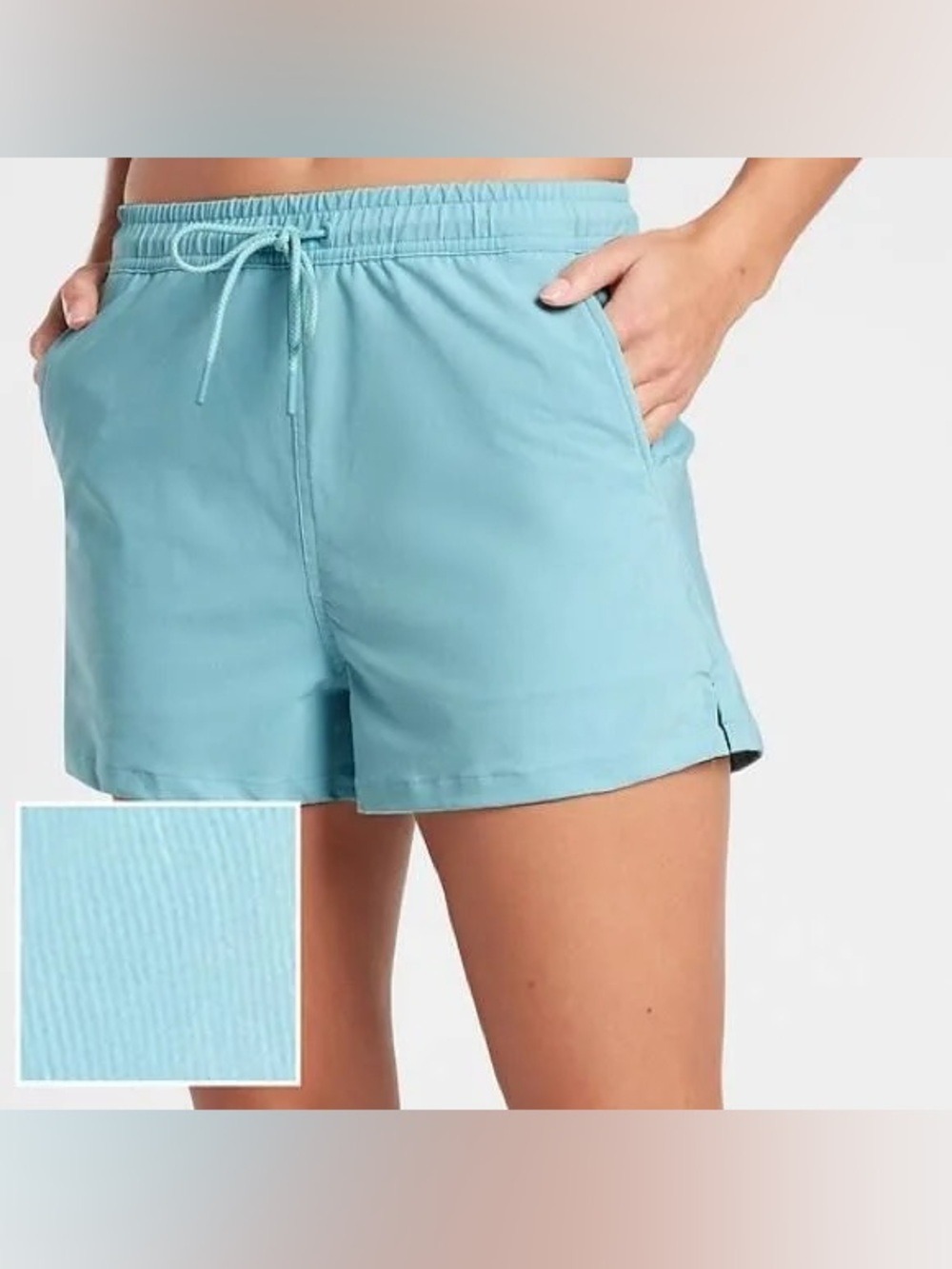 Athleta Marin 5" Board Shorts Aqua Blue Textured Swim Active - Size Small
